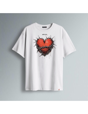 T-SHIRT OVER CUORE SPINATO