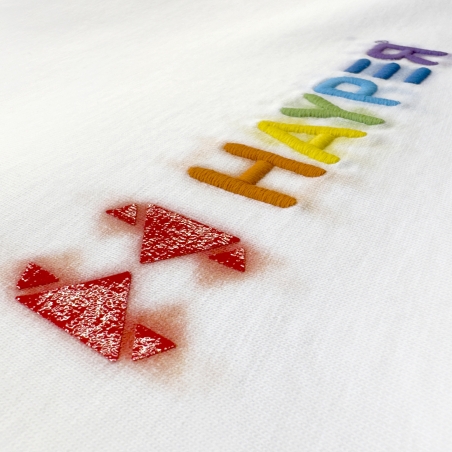 T-SHIRT REGULAR DONNA - RICAMO RAINBOW