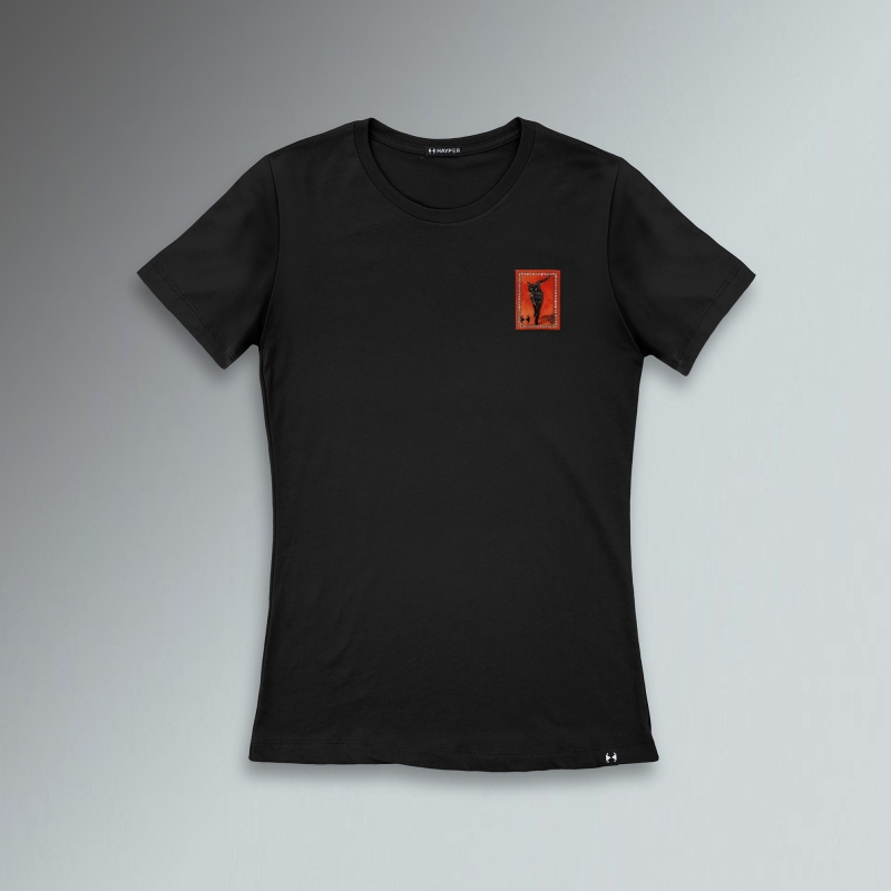 T-SHIRT SLIM DONNA - GATTO NERO CON SWAROVSKI