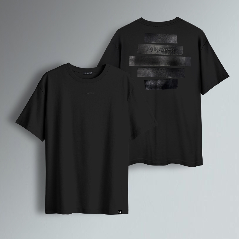 T-SHIRT OVER FIT - TAPE NERO SCHIENA HAYPER